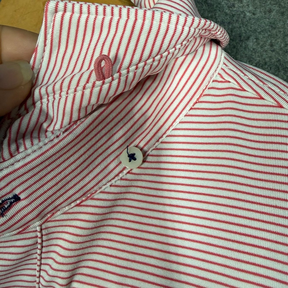 STITCH Golf performance Austin C Club Mens Polo Shirt Red & White Stripe Size ML - Picture 6 of 13